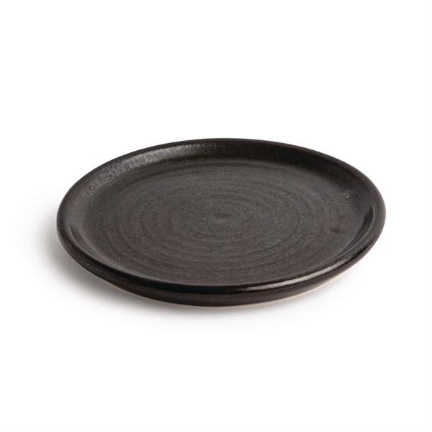 Olympia Canvas Small Rim Round Plate Delhi Black 180mm (6 Pack)