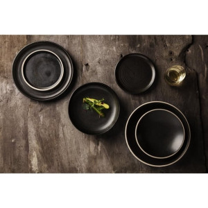 Olympia Canvas Small Rim Round Plate Delhi Black 180mm (6 Pack)
