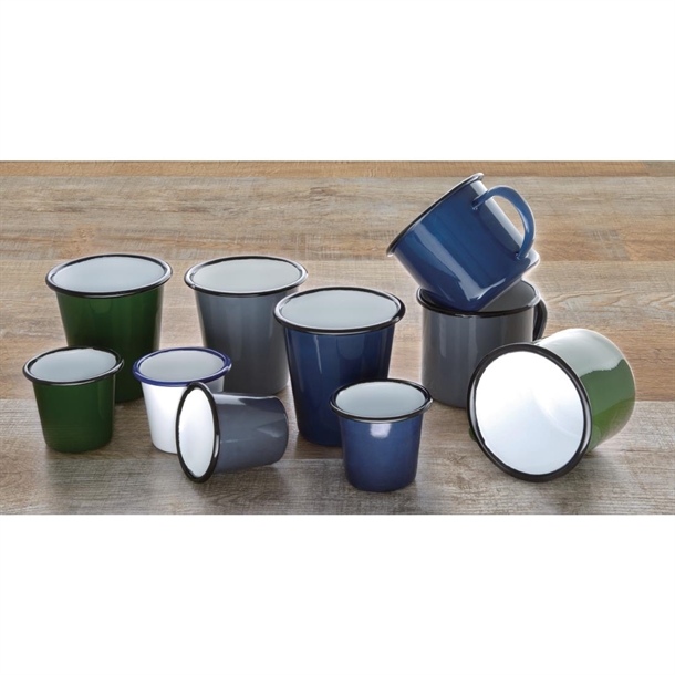 Olympia Enamel Sauce Cup White & Blue