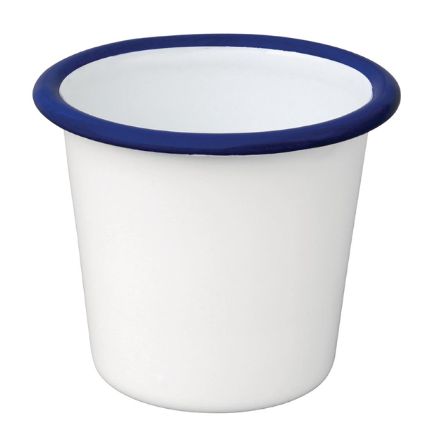 Olympia Enamel Sauce Cup White & Blue