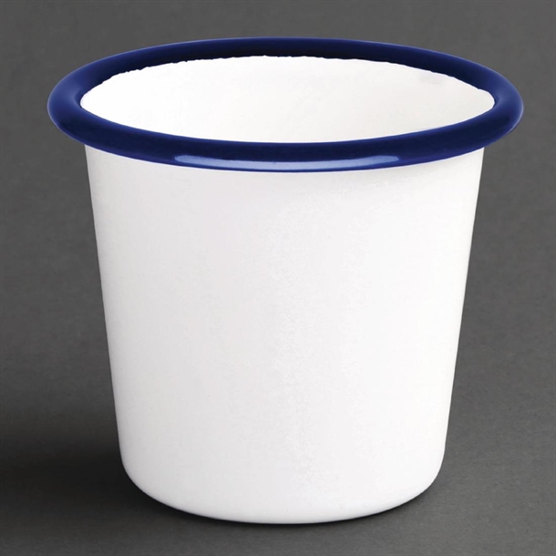 Olympia Enamel Sauce Cup White & Blue