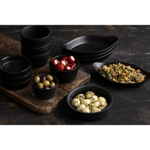Olympia Mediterranean Stackable Dishes Black 102mm (6 Pack)