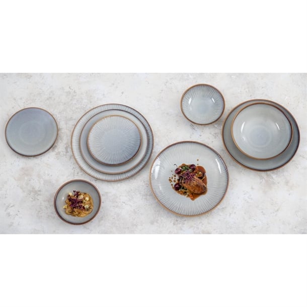 Olympia Drift Grey Embossed Coupe Plates 180mm (6 Pack)