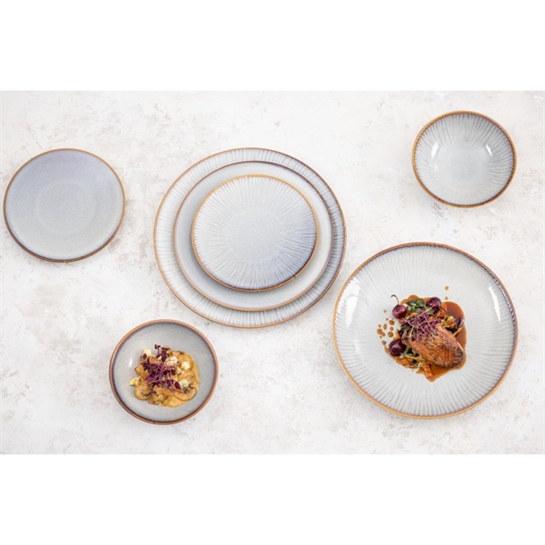 Olympia Drift Grey Embossed Coupe Plates 180mm (6 Pack)