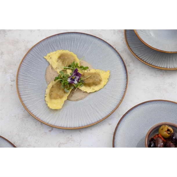 Olympia Drift Grey Embossed Coupe Plates 180mm (6 Pack)