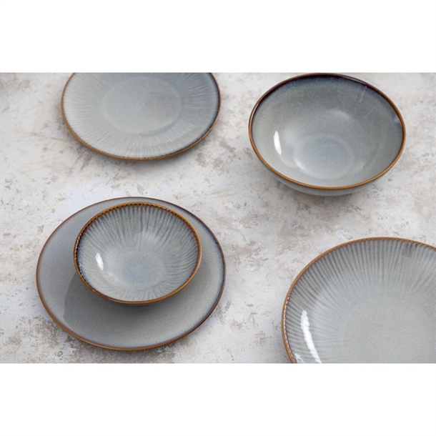 Olympia Drift Grey Embossed Coupe Plates 220mm (6 Pack)