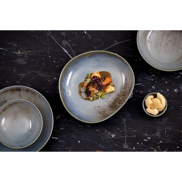 Olympia Ember Blue Triangle Bowls 245mm (4 Pack)