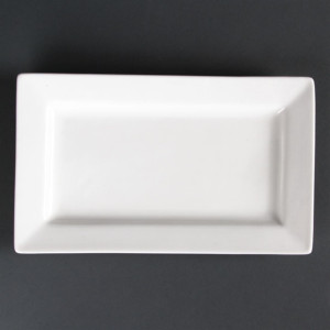 Olympia Lumina Wide Rim Rectangular Plates White 257x 155mm (4 Pack)