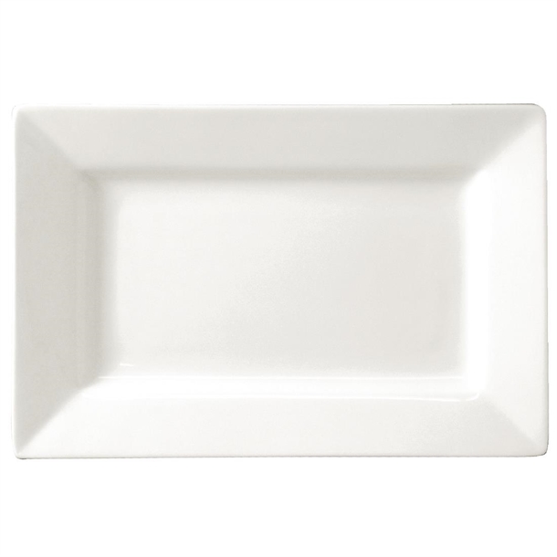 Olympia Lumina Wide Rim Rectangular Plates White 200x 130mm (6 Pack)