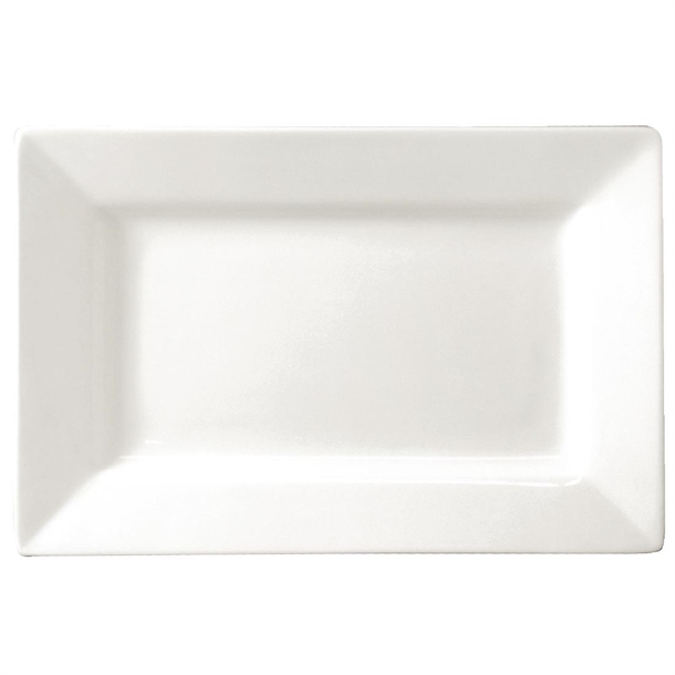 Olympia Lumina Wide Rim Rectangular Plates White 257x 155mm (4 Pack)