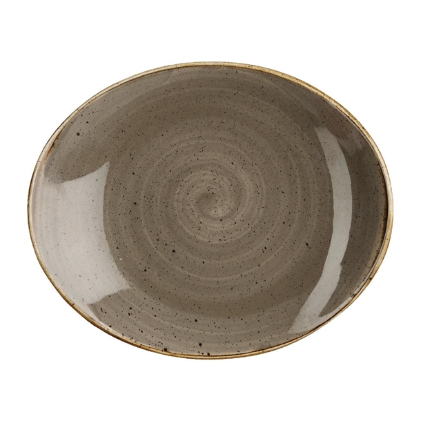 Churchill Stonecast Peppercorn Grey Oval Coupe Plate 192 x 160mm