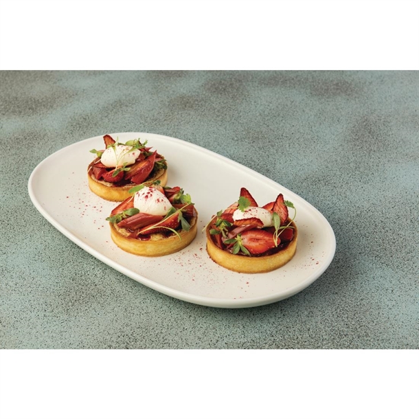 Moda Porcelain Snow Oval Coupe Plate - 405x240mm (3 Pack)