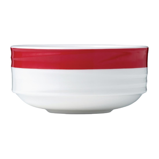 Royal Porcelain Maxadura Resonate Red Band Stackable Bowl 270ml (12 Pack) Royal Porcelain Maxadura Resonate Red Band Stackable Bowl 270ml (12 Pack)