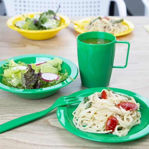 Olympia Kristallon Polycarbonate Handled Cups Yellow Green 284ml (12 Pack) Olympia Kristallon Polycarbonate Handled Cups Yellow Green 284ml (12 Pack)