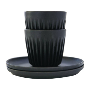 HuskeeCup Cup with Saucer 3oz Charcoal (2 pack)