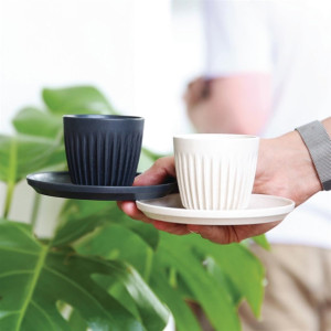 HuskeeCup Two Cups with Saucer 3oz Natural in Box