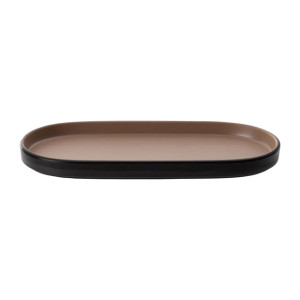 Coucou Dual Colour Oblong Plate 260x130mm - Beige & Black (12 Pack)
