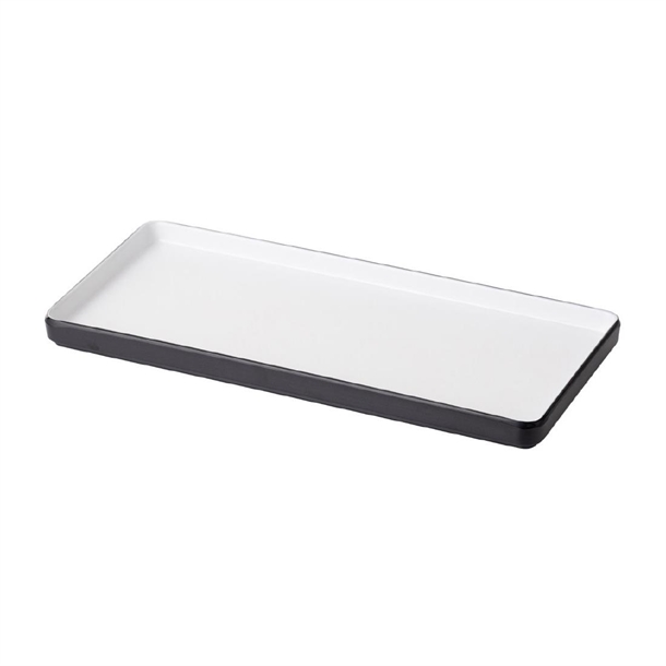 Coucou Dual Colour Rect. Plate 325x150mm - White & Black (9 Pack)