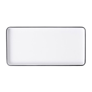 Coucou Dual Colour Rect. Plate 250x120mm - White & Black (12 Pack)