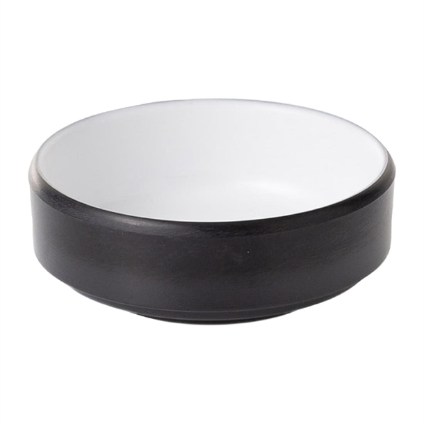 Coucou Dual Colour Round Sauce Dish 76mm - White & Black (40 Pack) Coucou Dual Colour Round Sauce Dish 76mm - White & Black (40 Pack)