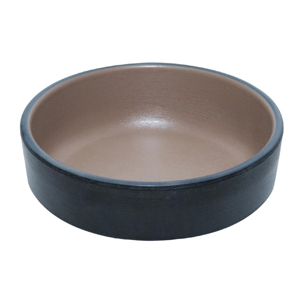 Coucou Dual Colour Round Sauce Dish 100mm - Beige & Black (20 Pack)