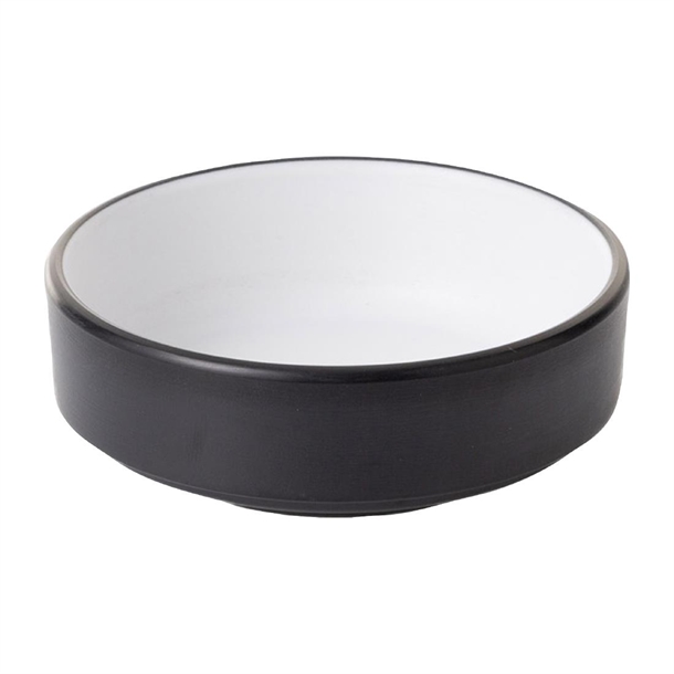Coucou Dual Colour Round Sauce Dish 100mm - White & Black (20 Pack) Coucou Dual Colour Round Sauce Dish 100mm - White & Black (20 Pack)