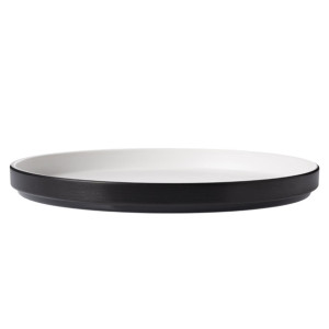 Coucou Dual Colour Round Edge Plate 270mm - White & Black (12 Pack)