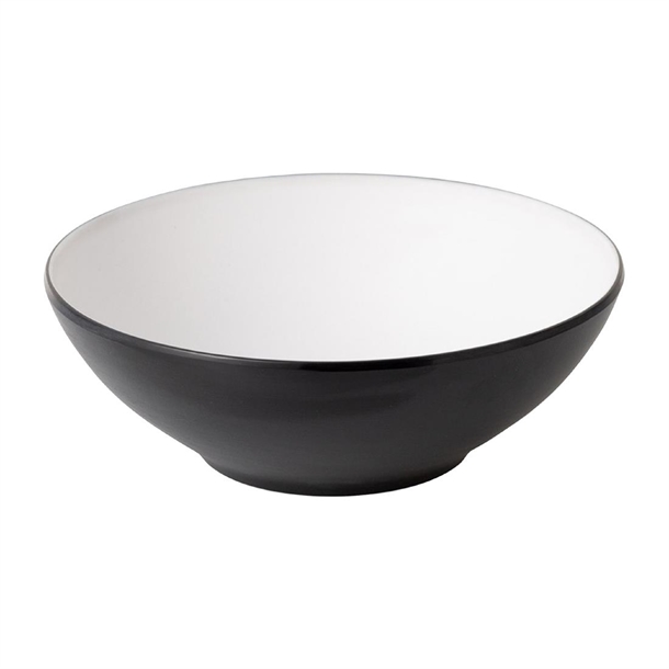 Coucou Dual Colour Round Bowl 187mm - White & Black (12 Pack) Coucou Dual Colour Round Bowl 187mm - White & Black (12 Pack)