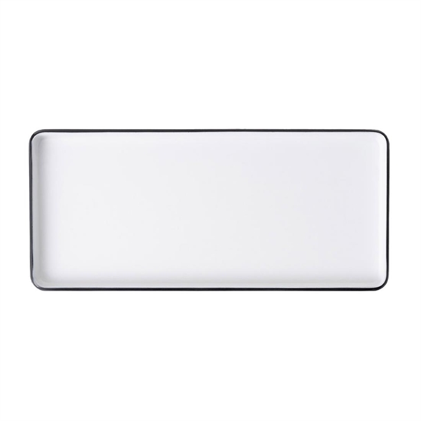 Coucou Dual Colour Rect. Plate 290x130mm - White & Black (12 Pack)