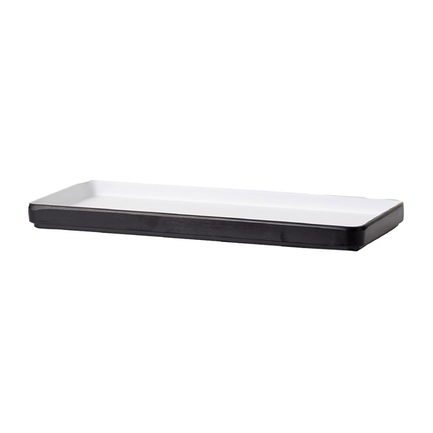 Coucou Dual Colour Rect. Plate 290x130mm - White & Black (12 Pack)
