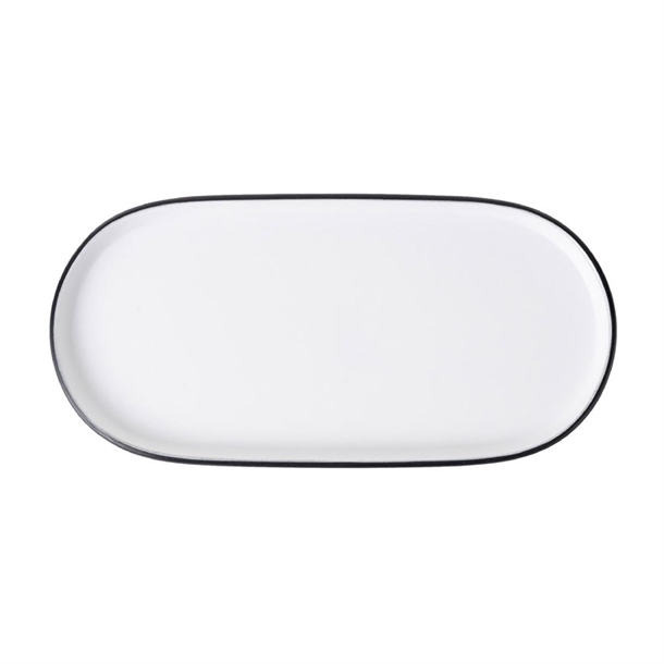 Coucou Dual Colour Oblong Plate 260x130mm - White & Black (12 Pack)
