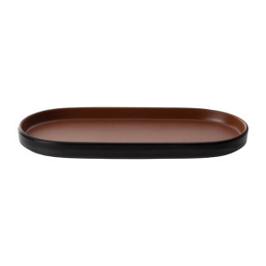 Coucou Dual Colour Oblong Plate 260x130mm - Brown & Black (12 Pack)