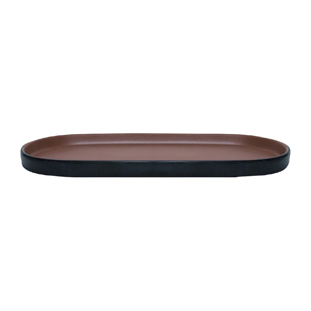 Coucou Dual Colour Oblong Plate 260x130mm - Brown & Black (12 Pack)
