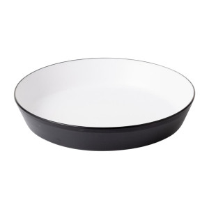 Coucou Dual Colour Flat Round Bowl 290mm - White & Black (12 Pack)
