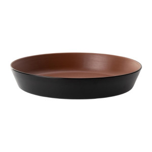 Coucou Dual Colour Flat Round Bowl 290mm - Brown & Black (12 Pack)