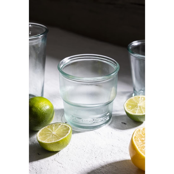 Olympia Recycled Glass Ribbed Stackable Tumblers 300ml (6 Pack)