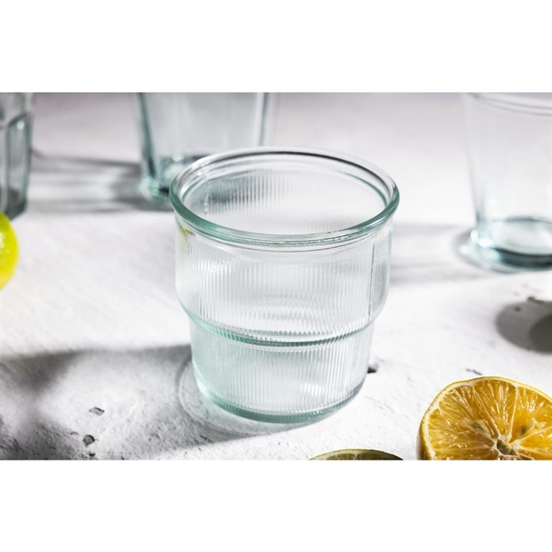 Olympia Recycled Glass Ribbed Stackable Tumblers 300ml (6 Pack)