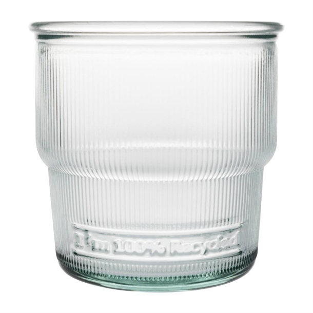 Olympia Recycled Glass Ribbed Stackable Tumblers 300ml (6 Pack)