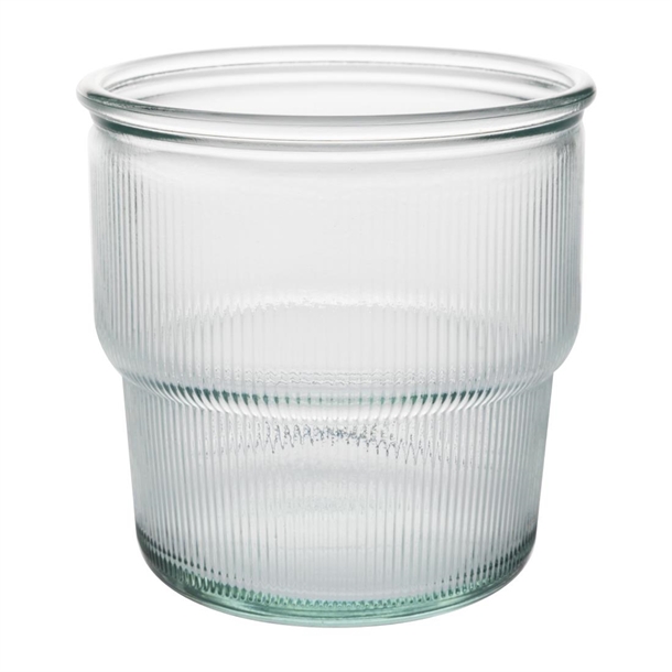 Olympia Recycled Glass Ribbed Stackable Tumblers 300ml (6 Pack)