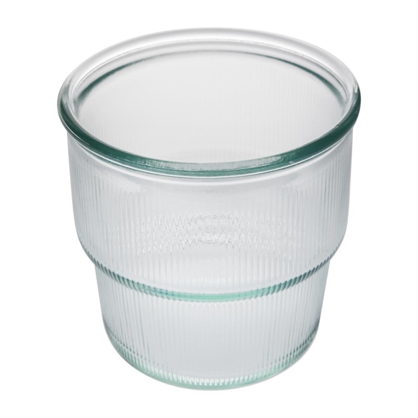 Olympia Recycled Glass Ribbed Stackable Tumblers 300ml (6 Pack)