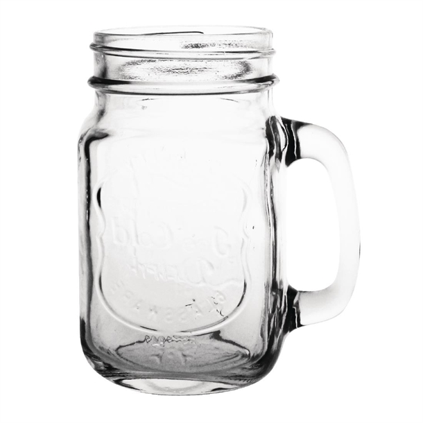 Olympia Glass Handled Mason Jars - 470ml (Pack 12) Olympia Glass Handled Mason Jars - 470ml (Pack 12)