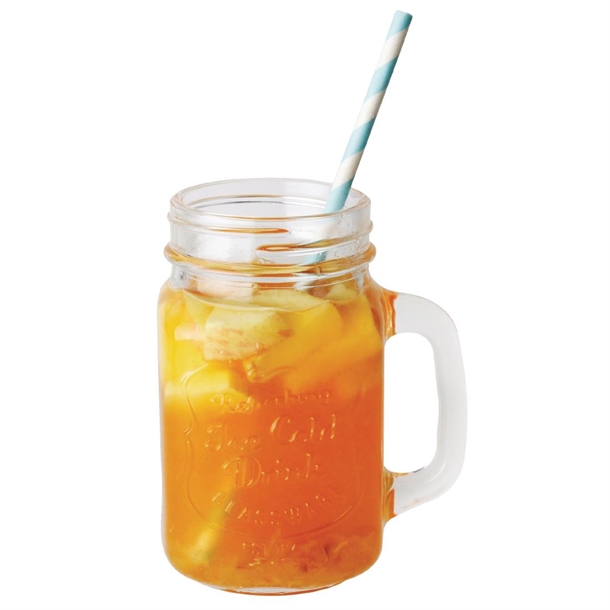 Olympia Glass Handled Mason Jars - 470ml (Pack 12) Olympia Glass Handled Mason Jars - 470ml (Pack 12)