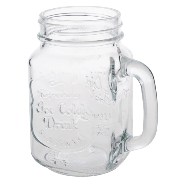 Olympia Glass Handled Mason Jars - 470ml (Pack 12) Olympia Glass Handled Mason Jars - 470ml (Pack 12)