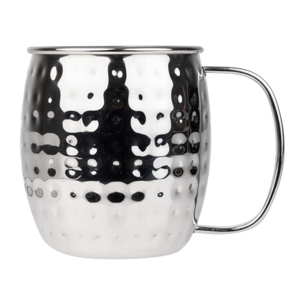 Olympia Barware Hammered Stainless Steel Mugs 440ml Olympia Barware Hammered Stainless Steel Mugs 440ml