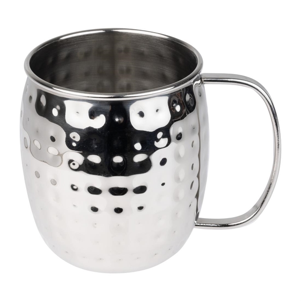 Olympia Barware Hammered Stainless Steel Mugs 440ml Olympia Barware Hammered Stainless Steel Mugs 440ml