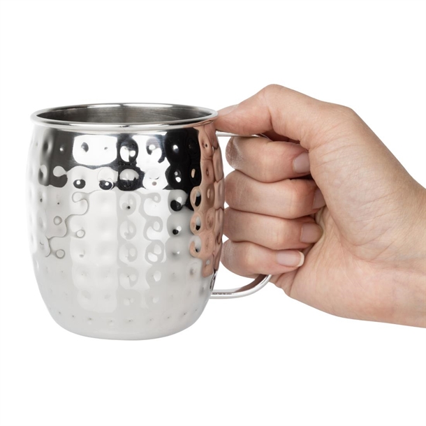 Olympia Barware Hammered Stainless Steel Mugs 440ml Olympia Barware Hammered Stainless Steel Mugs 440ml