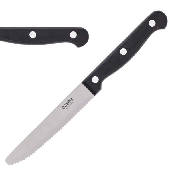 Olympia Rounded Steak Knife Black (12 Pack)