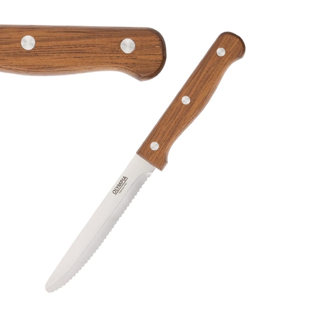 Olympia Rounded Steak Knife Wood 114mm (12 Pack) Olympia Rounded Steak Knife Wood 114mm (12 Pack)