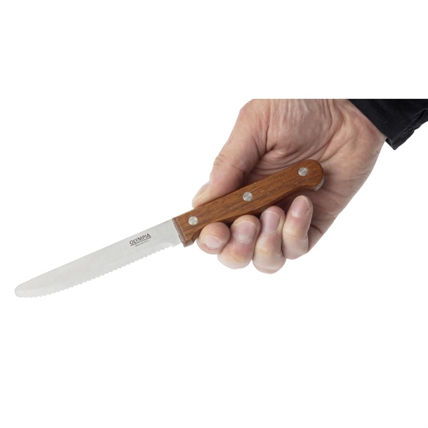 Olympia Rounded Steak Knife Wood 114mm (12 Pack) Olympia Rounded Steak Knife Wood 114mm (12 Pack)