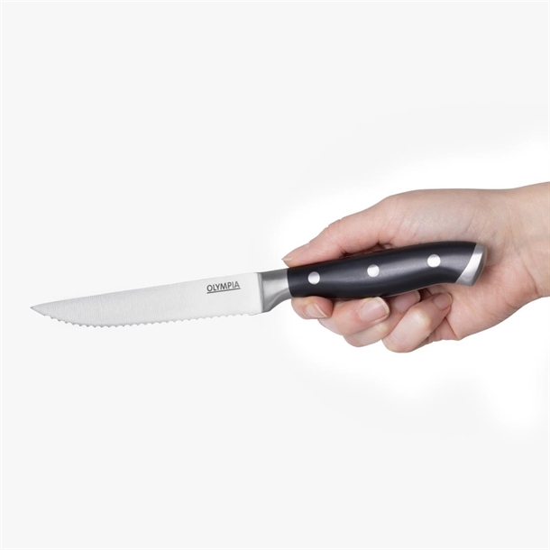 Olympia Premium Riveted Steak Knives with Black ABS Handles (6 Pack) Olympia Premium Riveted Steak Knives with Black ABS Handles (6 Pack)